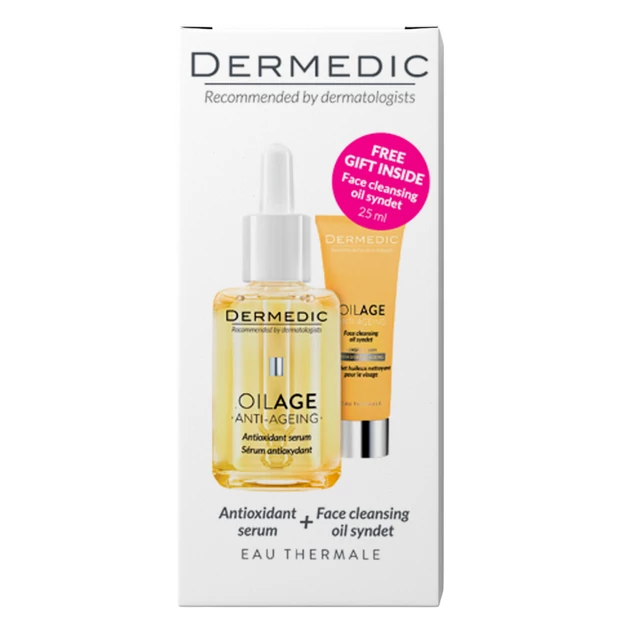 Dermedic OILAGE Antioxidáns arcápoló szérum 30ml  + AJÁNDÉK Arctisztító 25ml