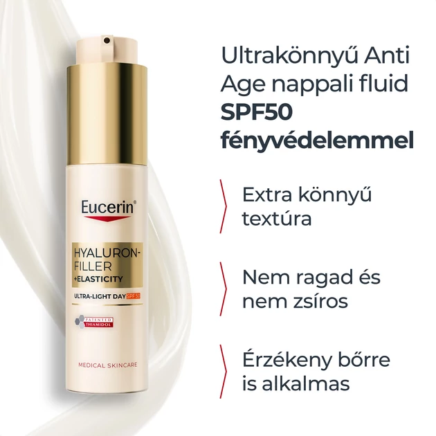 Eucerin Hyaluron-Filler + Elasticity ultrakönnyű nappali fluid SPF 50+ 50ml