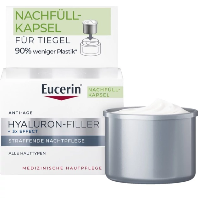 Eucerin Hyaluron-Filler Ráncfeltöltő éjszakai arckrém öko-utántöltő 50ml