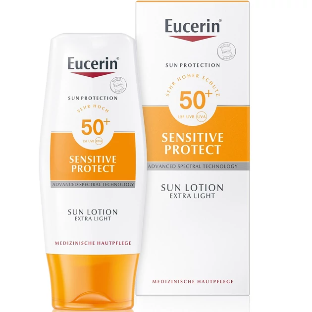 Eucerin Sun Sensitive Protect Extra könnyű naptej SPF50 150ml