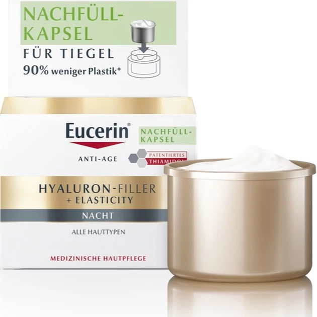 Eucerin Hyaluron-Filler + Elasticity Bőrtömörséget regeneráló éjszakai krém öko utántöltő  50ml