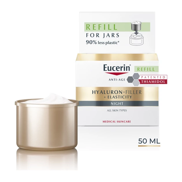 Eucerin Hyaluron-Filler + Elasticity Bőrtömörséget regeneráló éjszakai krém öko utántöltő  50ml
