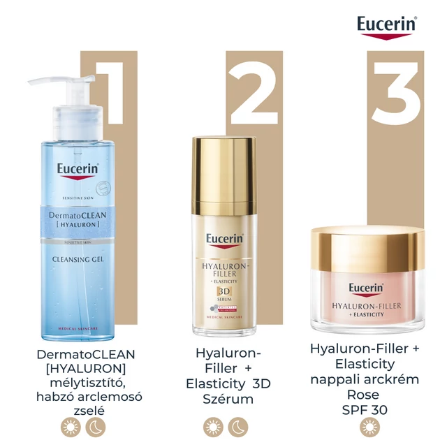 Eucerin Hyaluron-Filler + Elasticity bőrtömörséget regeneráló nappali arckrém Rose SPF30 50ml