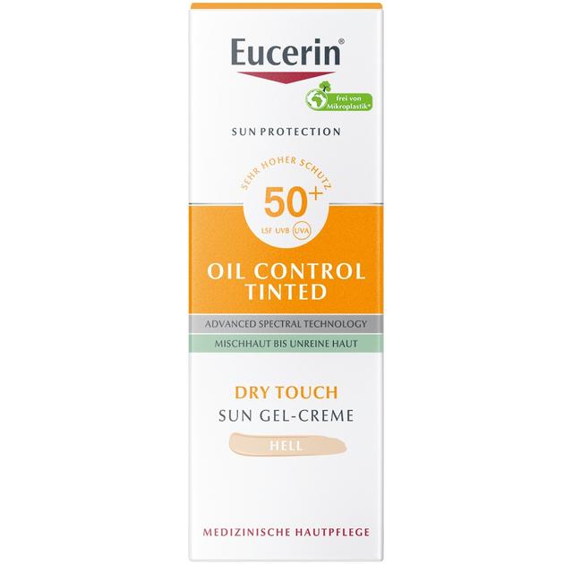 Eucerin Sun Oil Control színezett napozó krém-gél arcra light SPF50+ 50ml