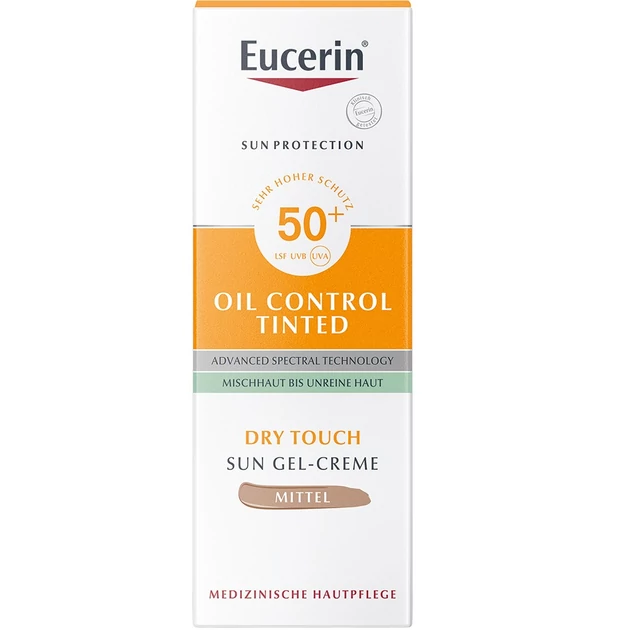 Eucerin Sun Oil Control színezett napozó krém-gél arcra medium SPF50+ 50ml