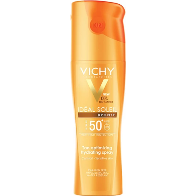 Vichy Idéal Soleil Bronze barnulást segítő spray hidratáló hatással SPF 50+ 200 ml