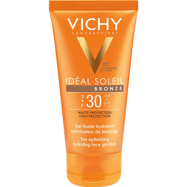Vichy Idéal Soleil barnulást segítő, hidratáló napvédő gél-fluid arcra SPF 30 50 ml