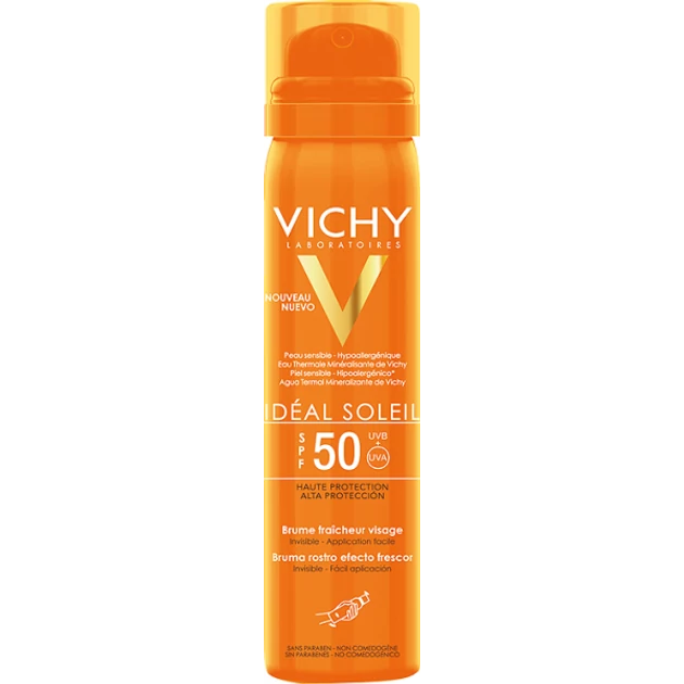 Vichy Idéal Soleil frissítő hatású napvédő arcpermet SPF50 75ml
