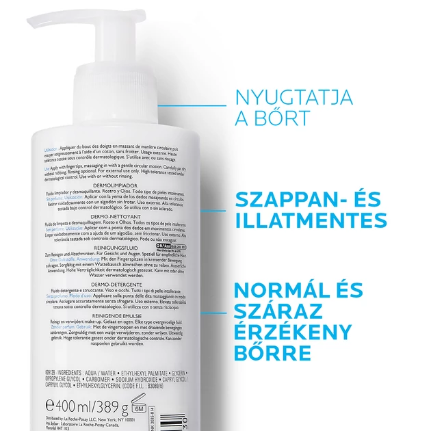 La Roche-Posay Toleriane arctisztító krém 400ml