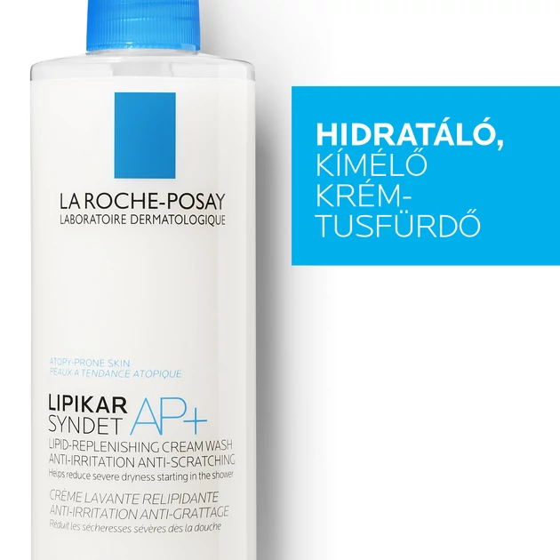 La Roche-Posay Lipikar Syndet AP+ lipidpótló krém-tusfürdő irritáció és viszketés ellen 400 ml