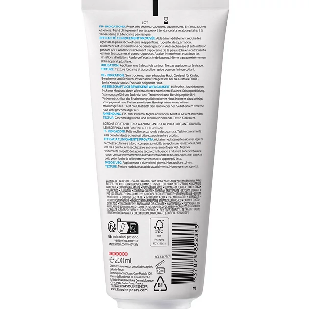 La Roche-Posay Lipikar 10% UREA testápoló tej 200ml