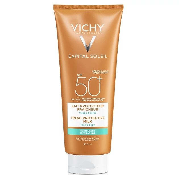 Vichy Capital Soleil Beach Protect Hidratáló naptej arcra és testre SPF50+ 300ml