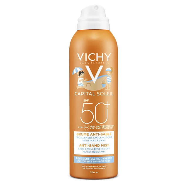 Vichy Idéal Soleil homokálló napvédő spray gyerekeknek arcra és testre SPF 50⁺ 200 ml