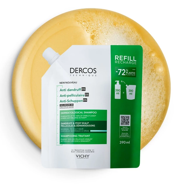 Vichy Dercos korpásodás elleni sampon normál vagy zsíros hajra utántöltő 390ml