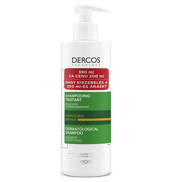 Vichy Dercos korpásodás elleni sampon száraz hajra 390ml