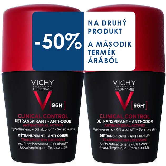 Vichy dezodor CLINICAL CONTROL 96H izzadásgátló férfiaknak DUO PACK