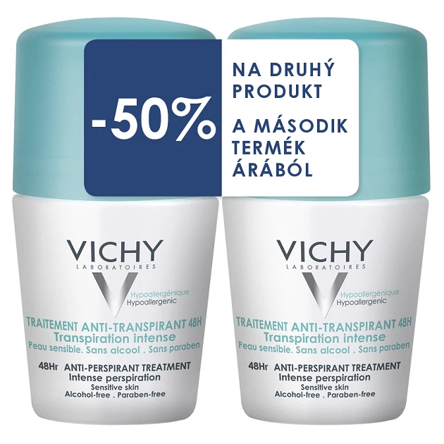 Vichy dezodor izzadságszabályozó golyós erős izzadásra (50ml+50ml) DUO PACK