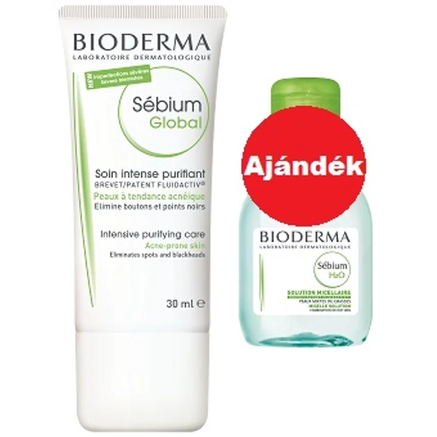 Bioderma Sébium Global komplex bőrápoló krém 30ml + ajándék Sébium H2O 100ml