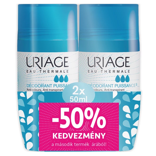 Uriage DEO Intenzív izzadásgátló golyós dezodor DUOPACK 50 ml+50 ml